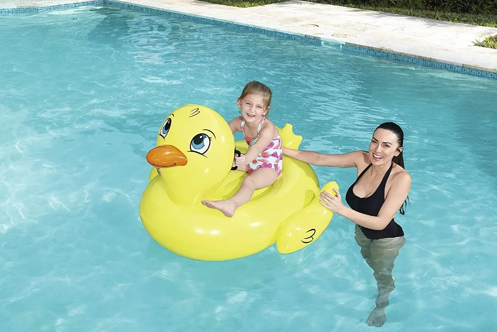 Bestway 41102 Children Inflatable Yellow Duck Rider Fun Pool Floats for Kids