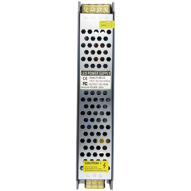 Заводская оптовая цена ультра тонкий блок питания IP20 AC180-240vDC12/24 В 200 Вт импульсный источник