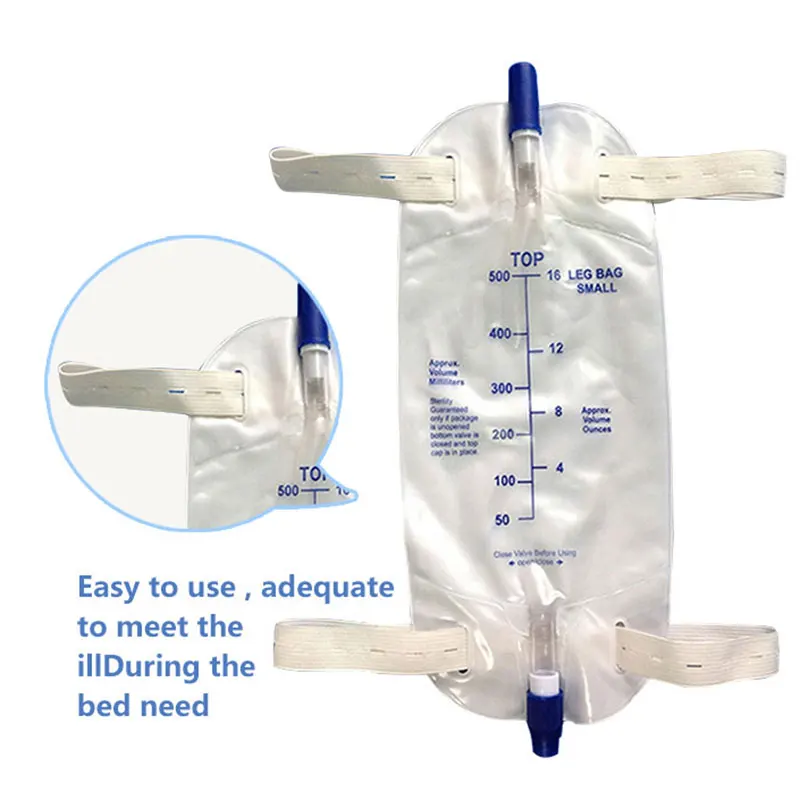 Factory Price Urine Collection Bag Medical Single Use 500ml 750ml Urine Leg Bag Disposable Urine Bag for Men