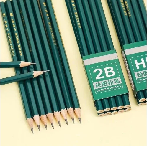 High Quality Stationery Standard Pencil High Quantity Pencil HB 2B Multiple Specifications Logo Wooden Eraser Pencil