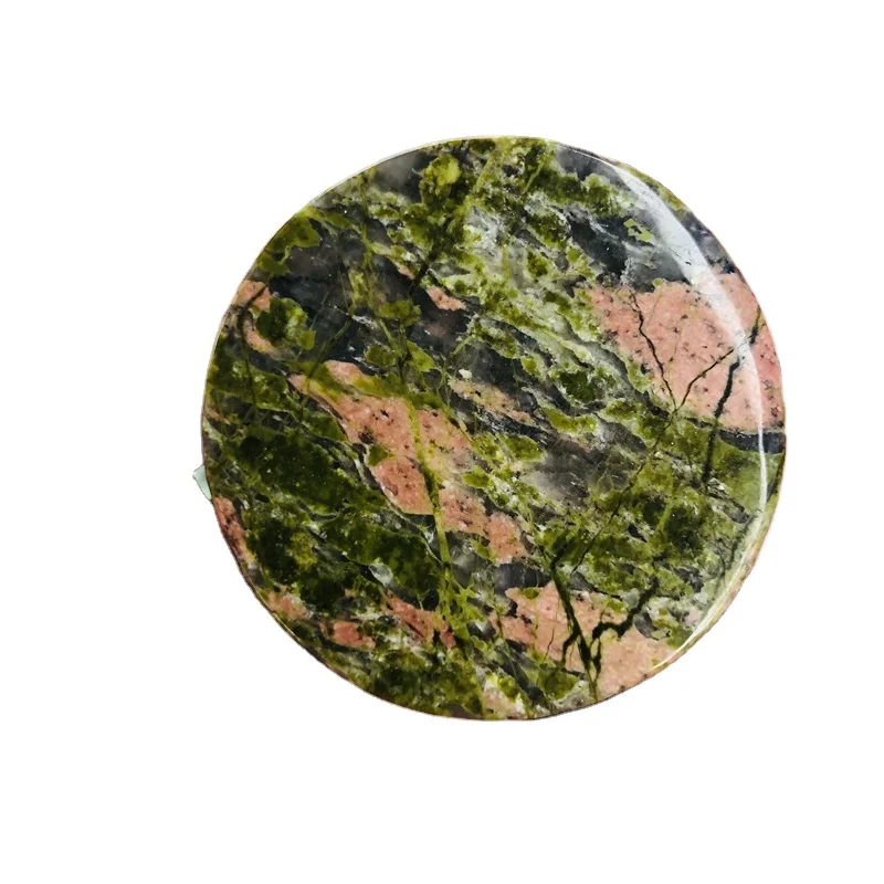 healing stone Wholesale natural yellow gum flower jade Cherry blossom agate Purple Mica drop rubber table glue gasket