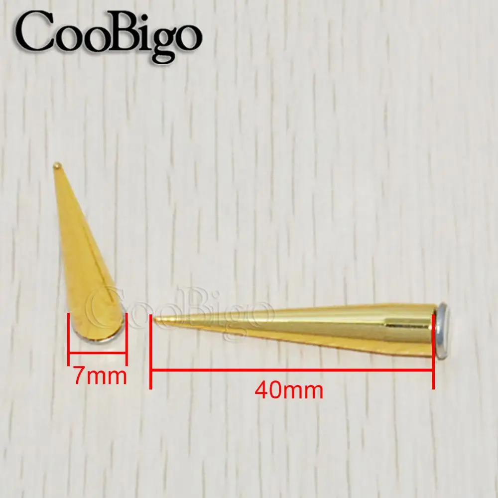 7*40mm Screwback Spike Cone Studs Rivet Nail Metal Bullet DIY Shoes Bag Belt Garment Punk Leathercraft #GZ025-40+B6S