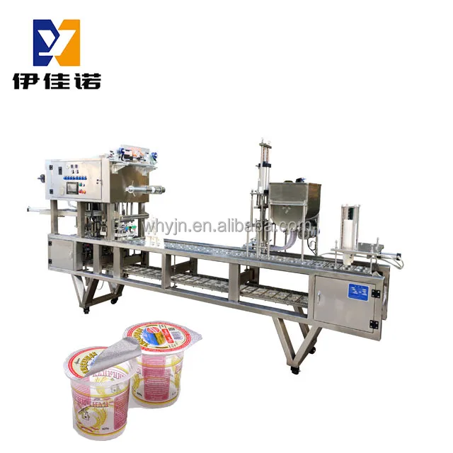 plastic 2 line cup sealer tea milk juice yogurt water cup filling sealing machine