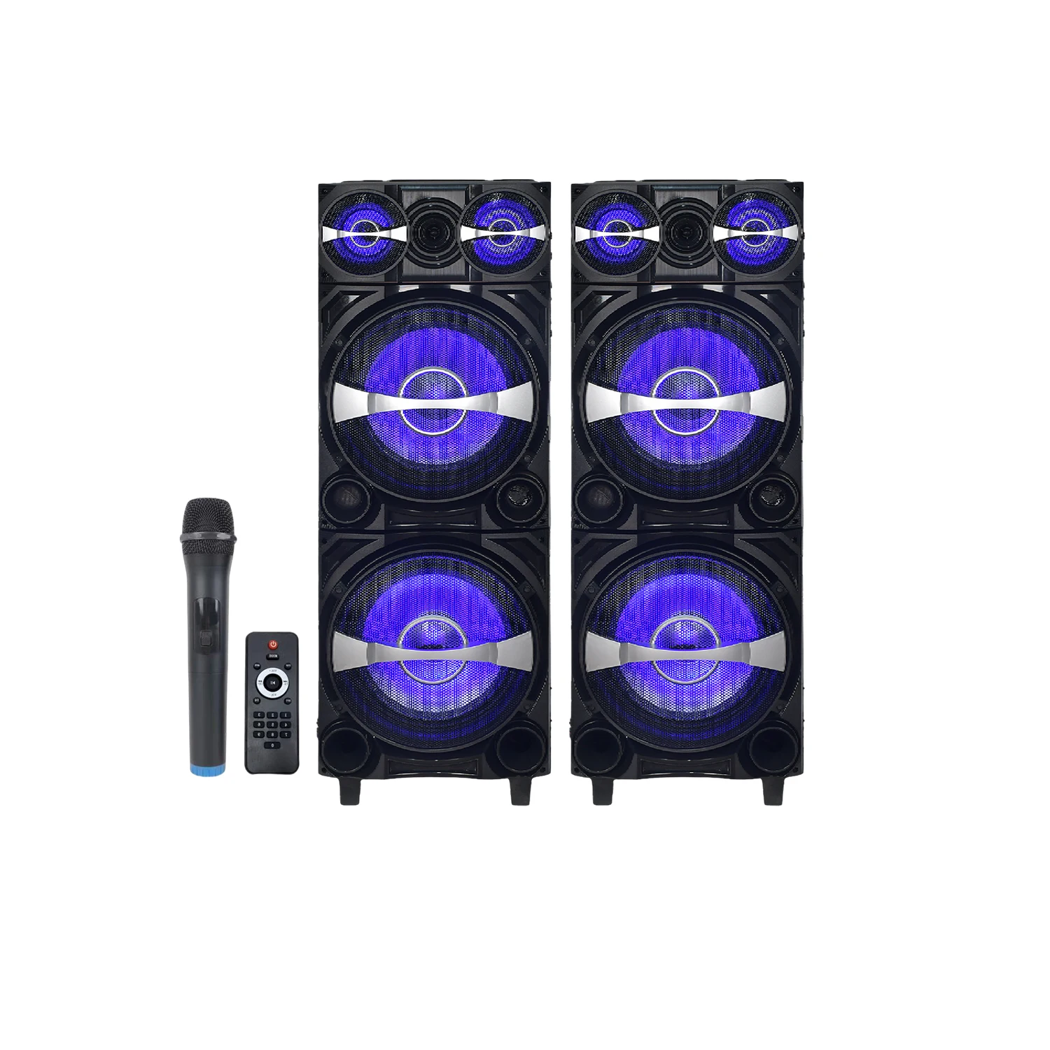 Guangzhou speaker New arrival A122 Party Karaoke Dual 12 Inch DJ bass sound speaker with wireless mic
