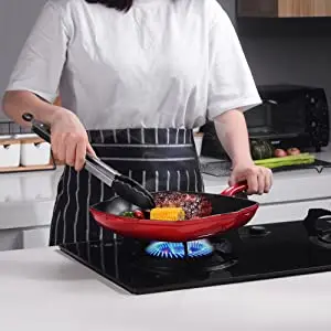 Nonstick Square Cast Iron Skillet Grilling Pan, Enameled Cast Iron Skillet Steak Pan with Side Drip Spout