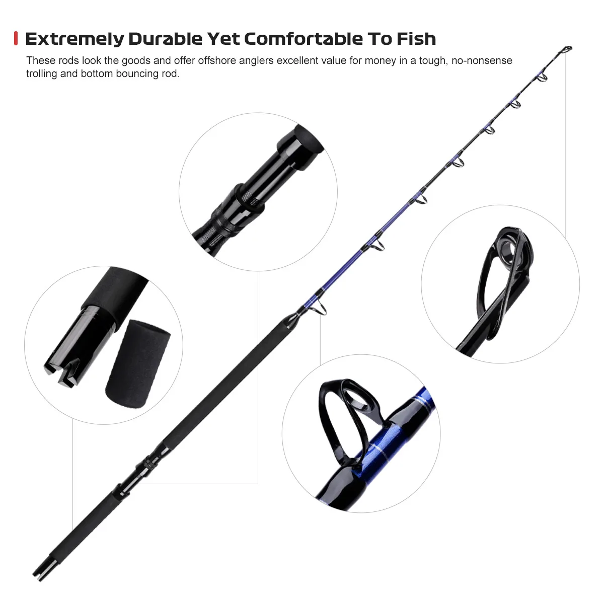 NOEBY Big game fishing rod 1 piece 1.66m/1.7m Saltwater jigging rod high carbon rods for trolling