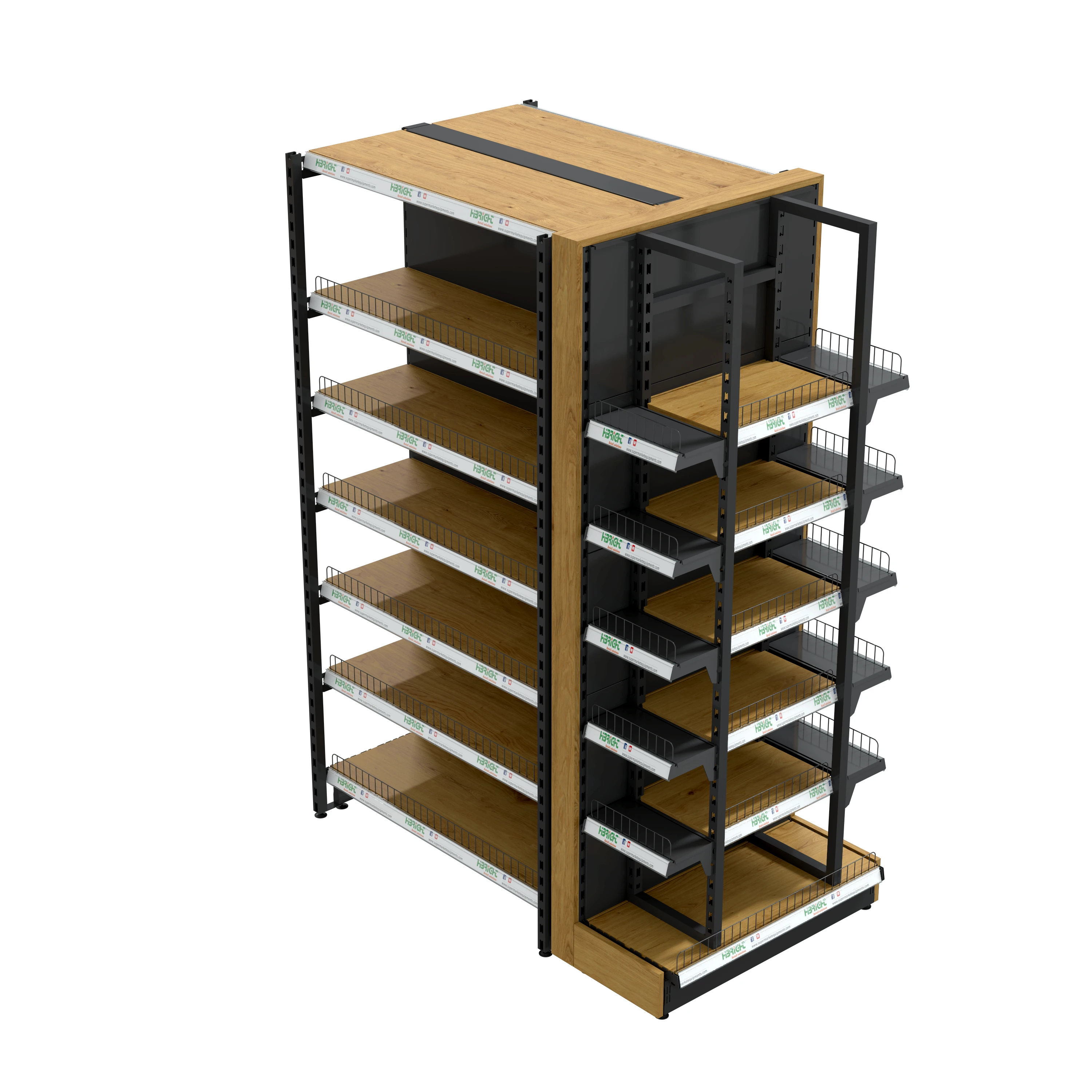 Boutique Store Gift Heavy Duty New Design Grocery Store Display Shelving With Wood Color Finish