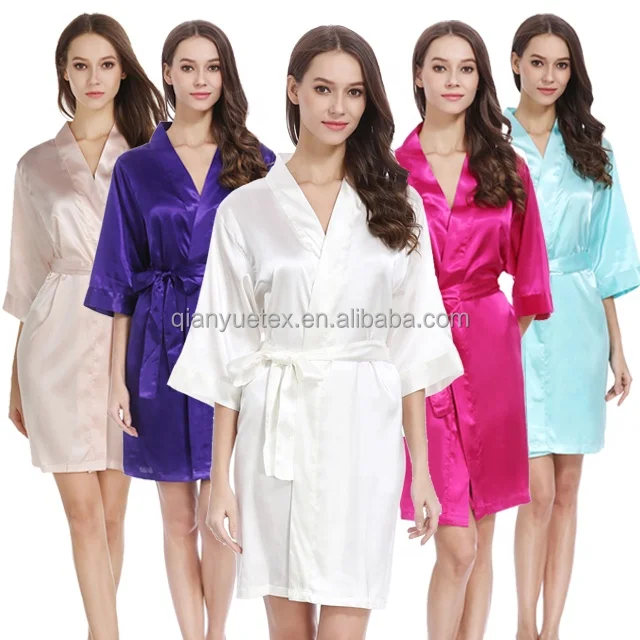133 Colors Silk Satin Bridesmaid Robes Solid Blank Color Kimono Women Robe for Wedding Party