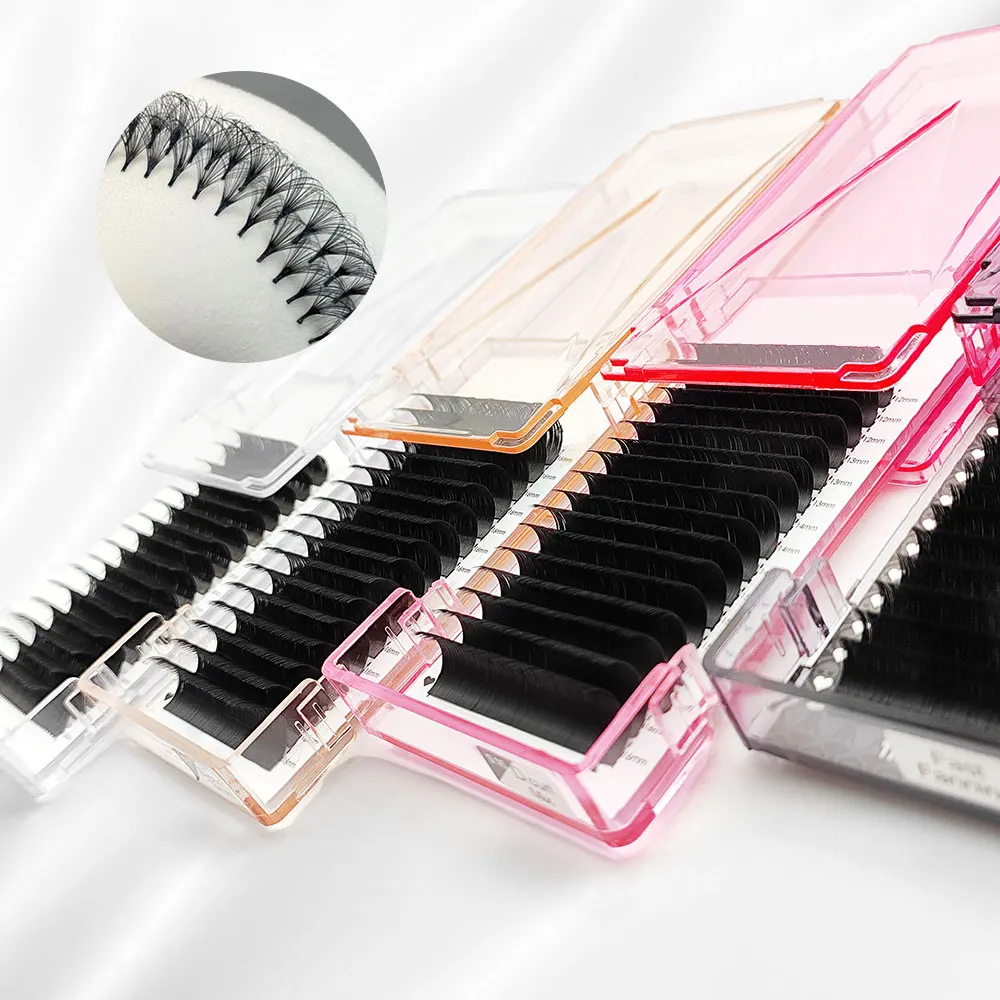 Cruelty free individual volume korea PBT fibre B C D J curl private label mix eyelash extension