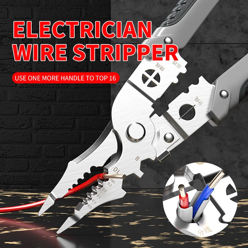 Special tools for electricians: multifunctional pliers, wiring pliers, universal wire and cable scissors, wire pressing pliers.