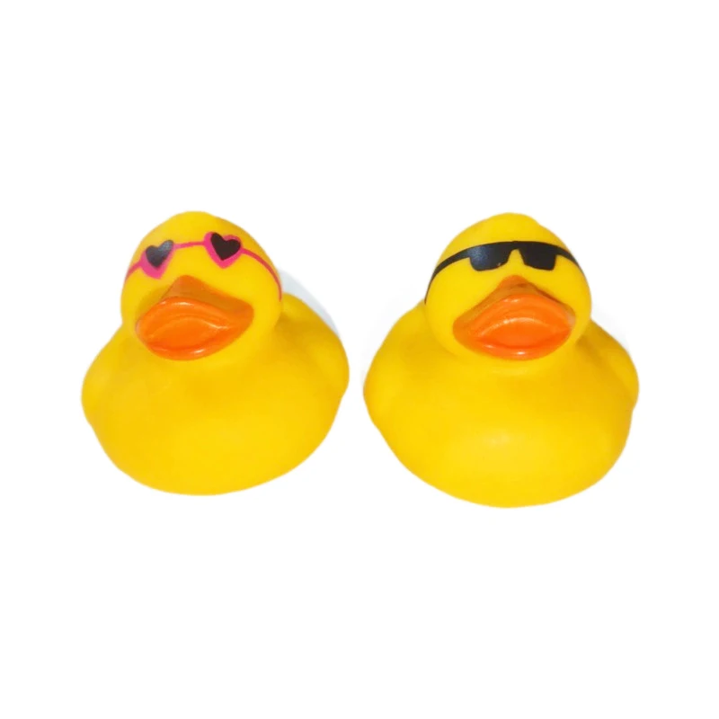 Wholesale Eco-friendly Vinyl yellow Children Bath Toys rubber Little duck with sunglasses