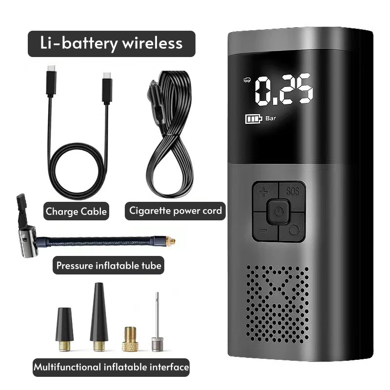 Led Portable Tire Compressor Pump For Car Inflator Car Electrical Air Pump For Tires Portable Wireless Air Pump