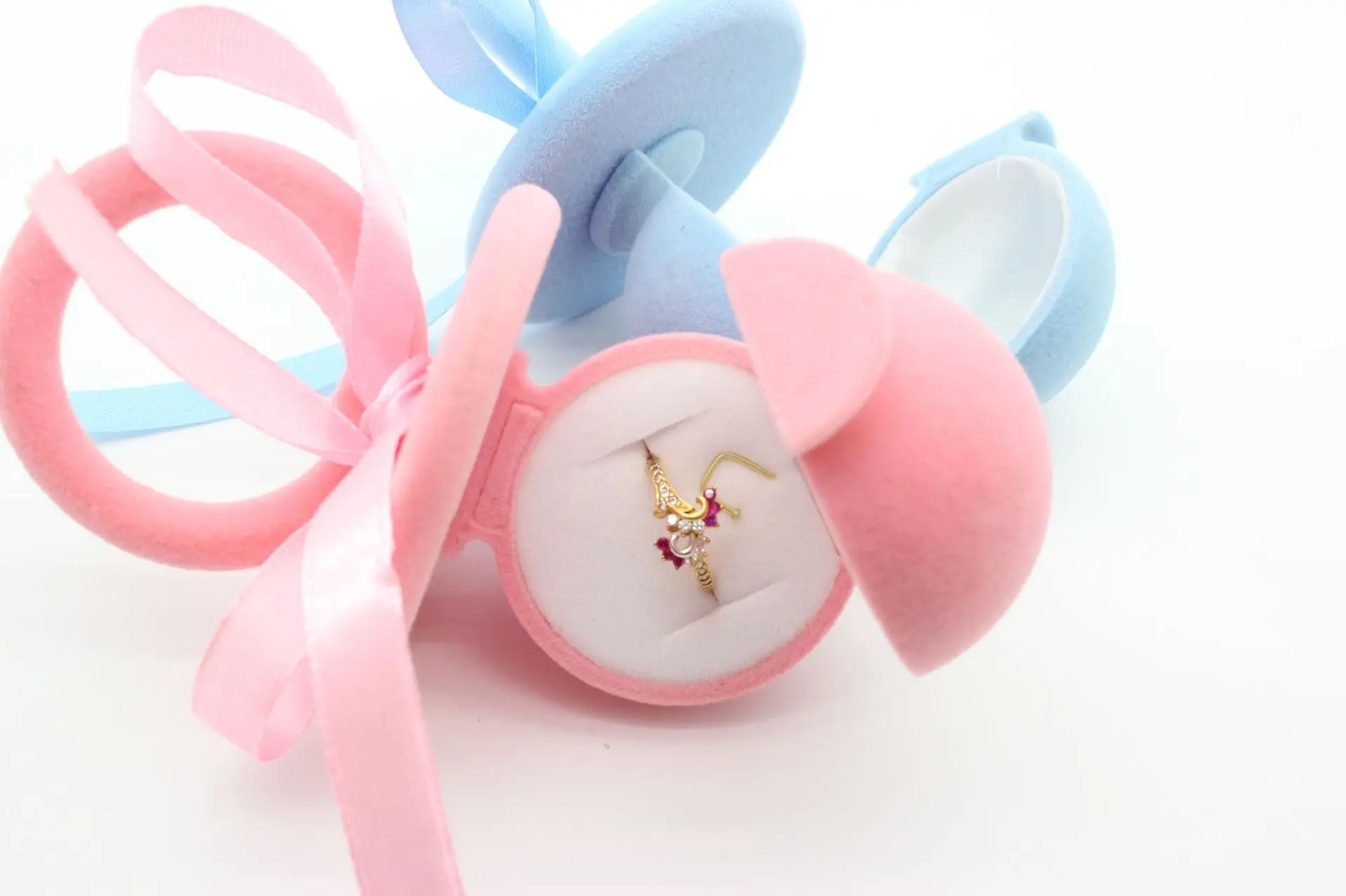 Creative Cute Funny pacifier Nipple ring flocking box for Engagement, Christmas