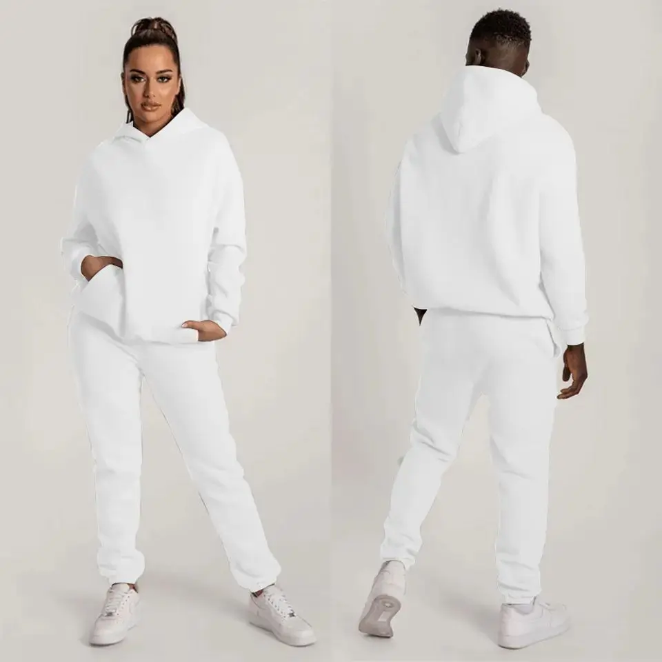 AOXI Factory Custom logo jogging suit 100% cotton sweatsuit blank thick heavy tracksuits unisex sweatpants and hoodie set men