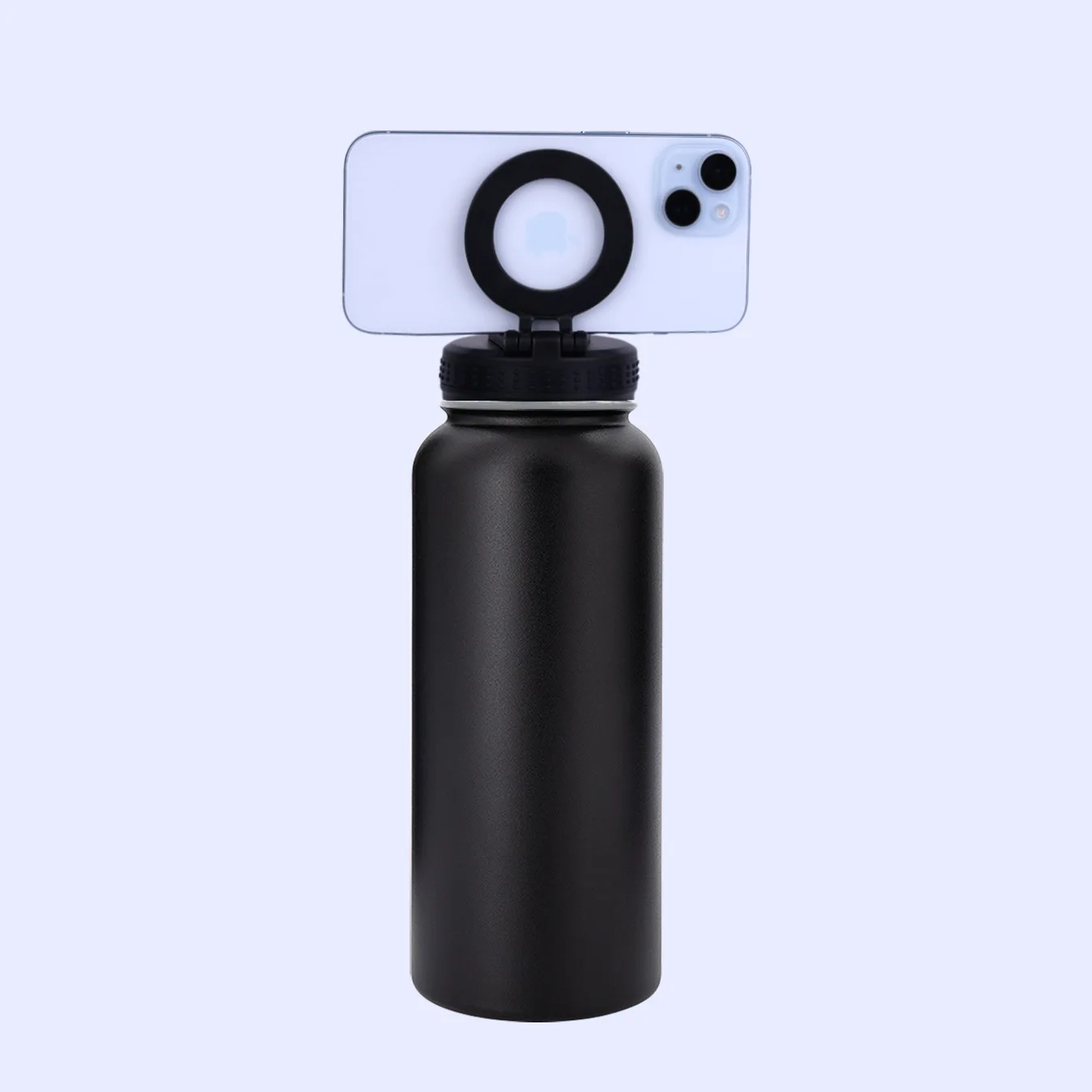 Low moq magnet lid 32oz sport vacuum flask water bottle with magnetic phone holder 25pcs/case