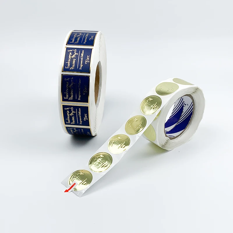 High Luxury Waterproof Roll Art Paper Glossy Lamination Gold Foil Circular Label Sticker Custom Private Brand Logo For Packaging