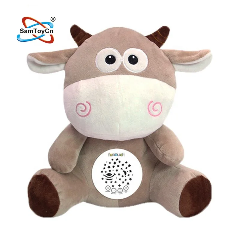 Custom Baby Sleep Soother Night Light Soft Plush Stuffed Animals Toys Stuffed Projector Toy Doll with Music