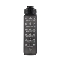 1L 32OZ BPA Free Tritan Sport Water Bottle Leakproof Motivational Water Bottle with Time Marker