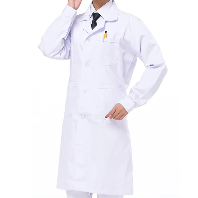 Белое пальто для мужчин и женщин с длинным рукавом Медицинская медицинская униформа медсестер коротким оптовая продажа медицинское
