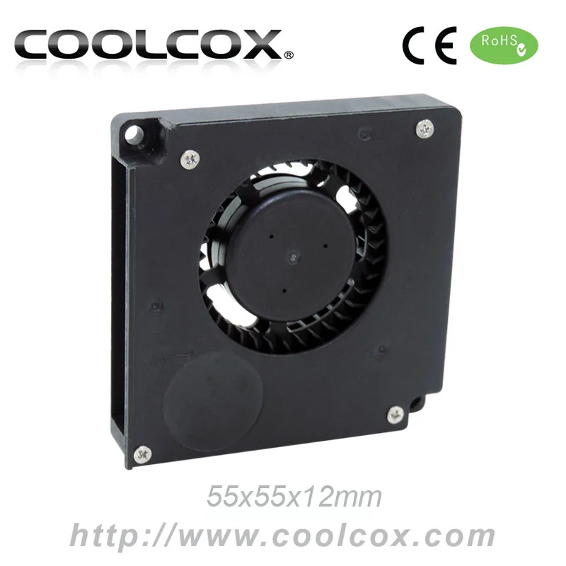 CoolCox 5512 small blower fan,55x55x23mm mini turbo fan,5V/12V/24V,DC brushless electric fan blower,5cm centrifual fan