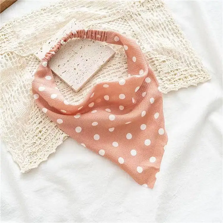 Fashion Triangle Chiffon Head Kerchief Triangle Bandanas Scarf Elastic Turban Boho Headbands Hair Bandanas for Women