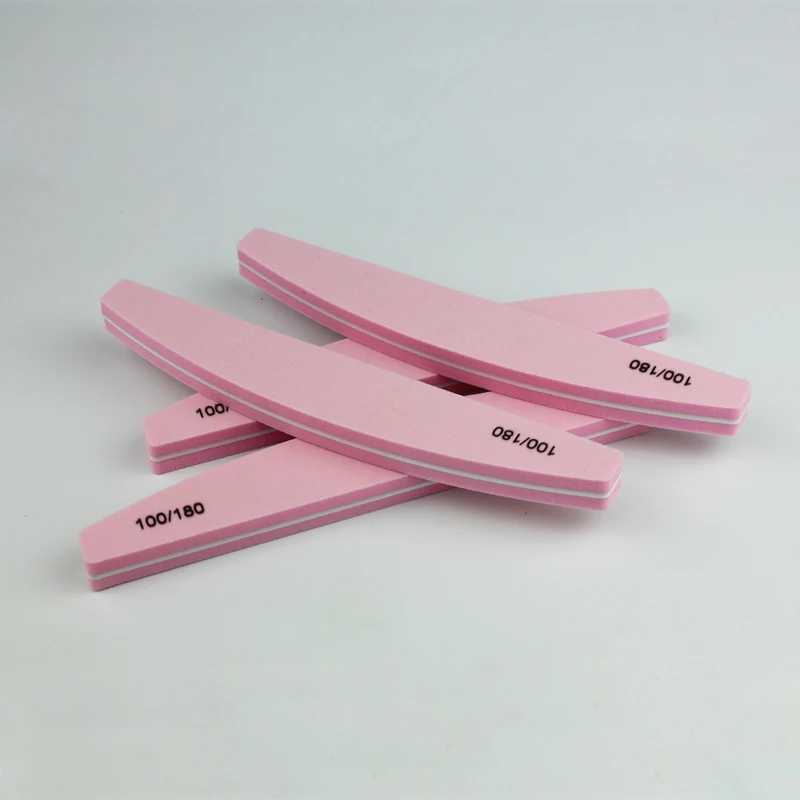  Shiny China Manufacturer Soft Pink Sponge Nail Buffer 100/180 for Salon