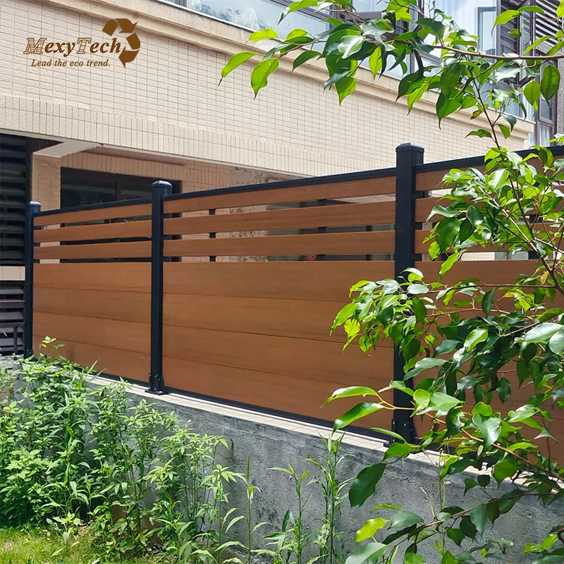 Wood like no fading composite garden fence wpc slat fence euro style easy install wpc railing