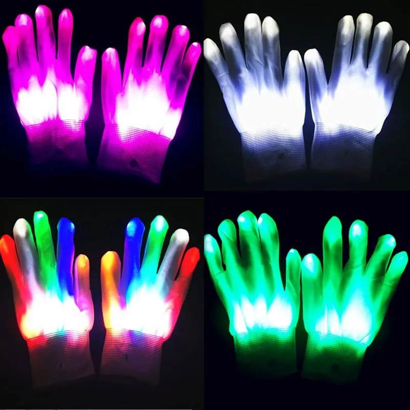 Wholesale Adult Halloween Glow Light Up Gloves Colorful Rave LED Finger Light Gloves Festival Party LED Flashing Gloves