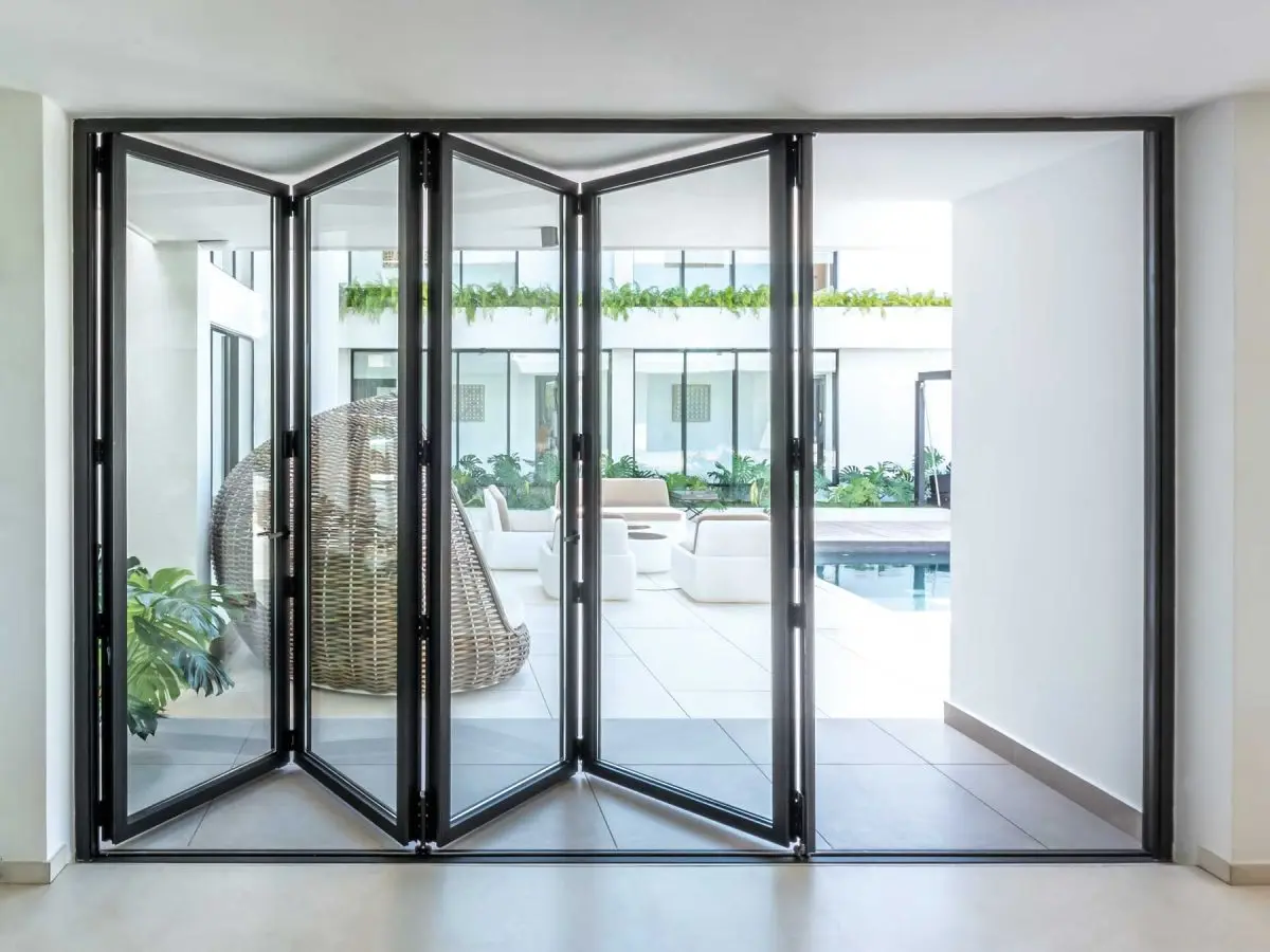 Best Price Folding Sliding Aluminum Doors Patio Bifold Door Black Accordion with Double Glazing Folding Doors