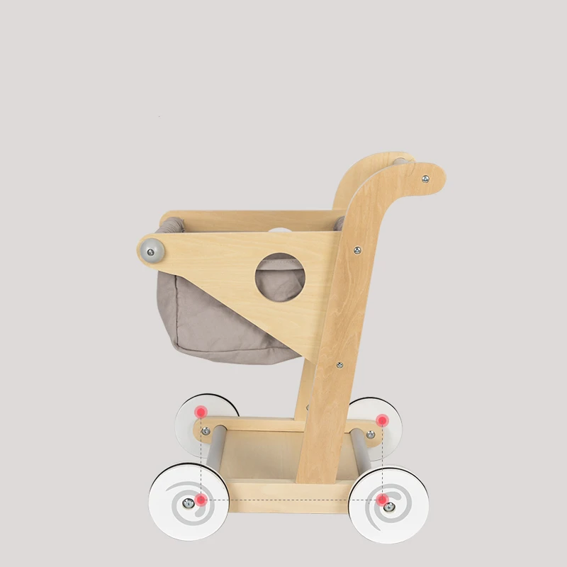 2022 Hot Selling Cute Wooden Home Shopping Cart  New Design High Quality Boys Girls Simulation Role Playing Toys
