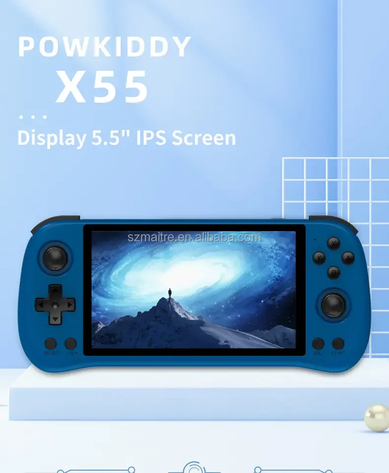 Newest X55 Handle Gaming Player Video X55 Model Powkiddy Classic 5.5 INCH IPS Consola Pre-install Games Supporting Controller