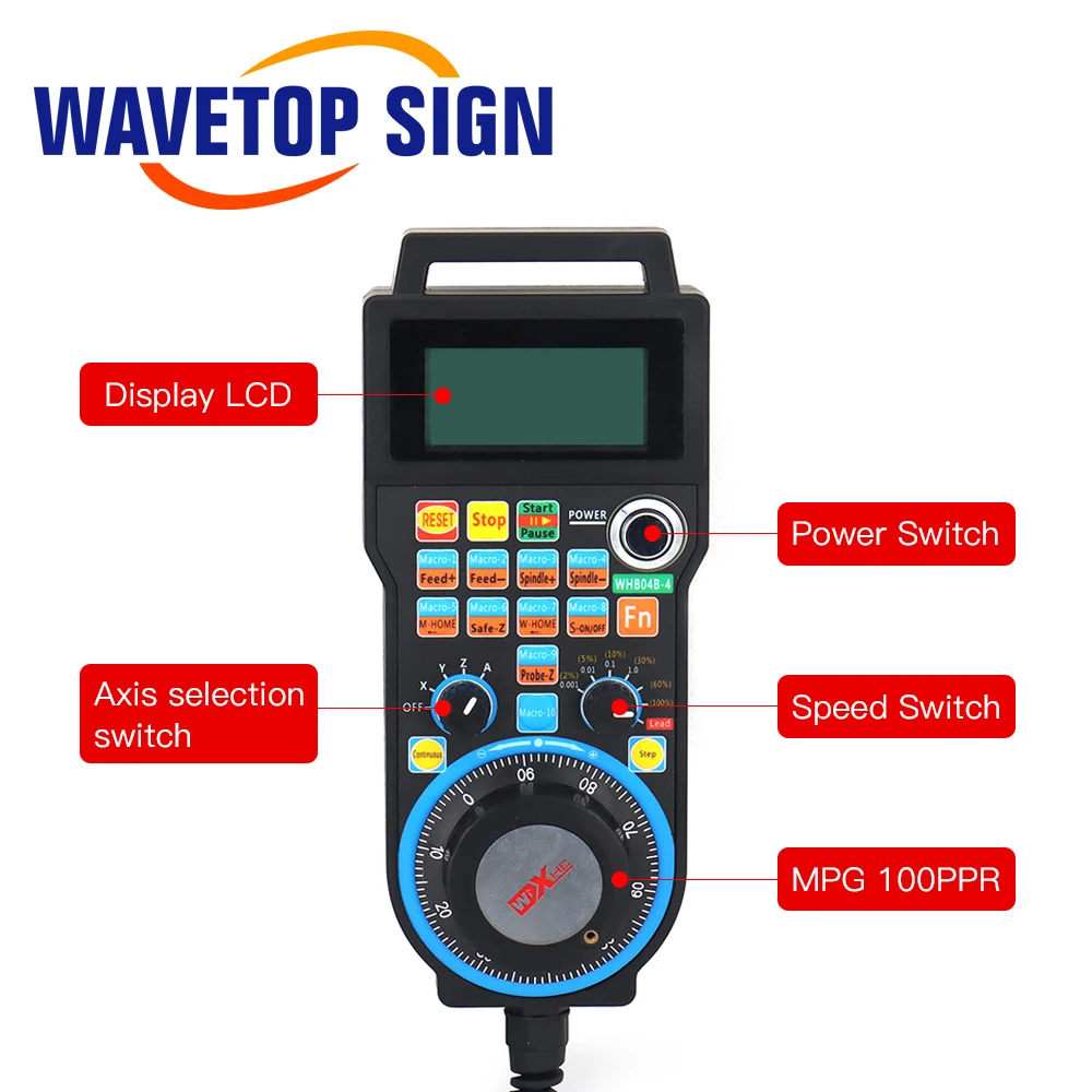  Wavetopsign XHC LHB04B 4 оси Mach3 проводной MPG кулон руль числового программного управления для ЧПУ маршрут гравировальный