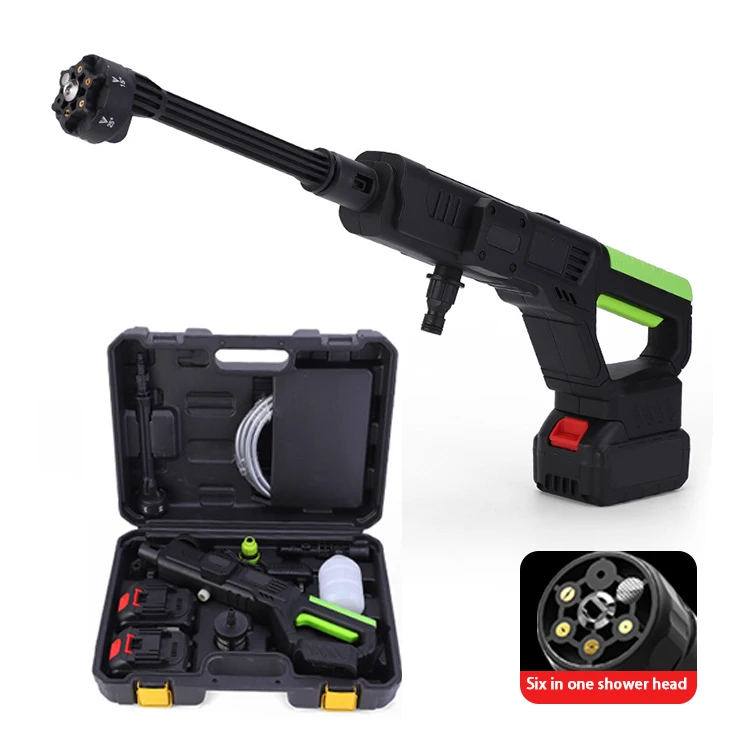 High Pressure Cordless Car Washer 6 in 1 nozzle Powerful Car Washing Machine with 4.0Ah Rechargeable Battery Car Washer Gun