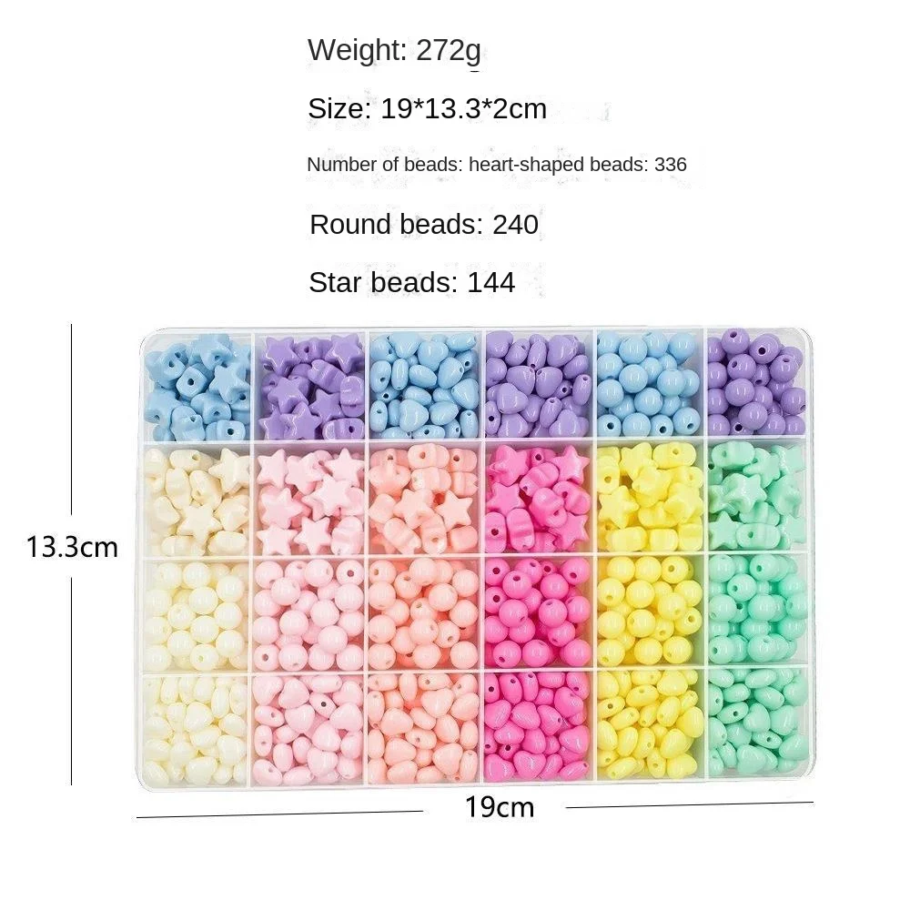 diy handmade jewelry set adjustable bracelet candy color acrylic heart-shaped beads set crafts jewelry