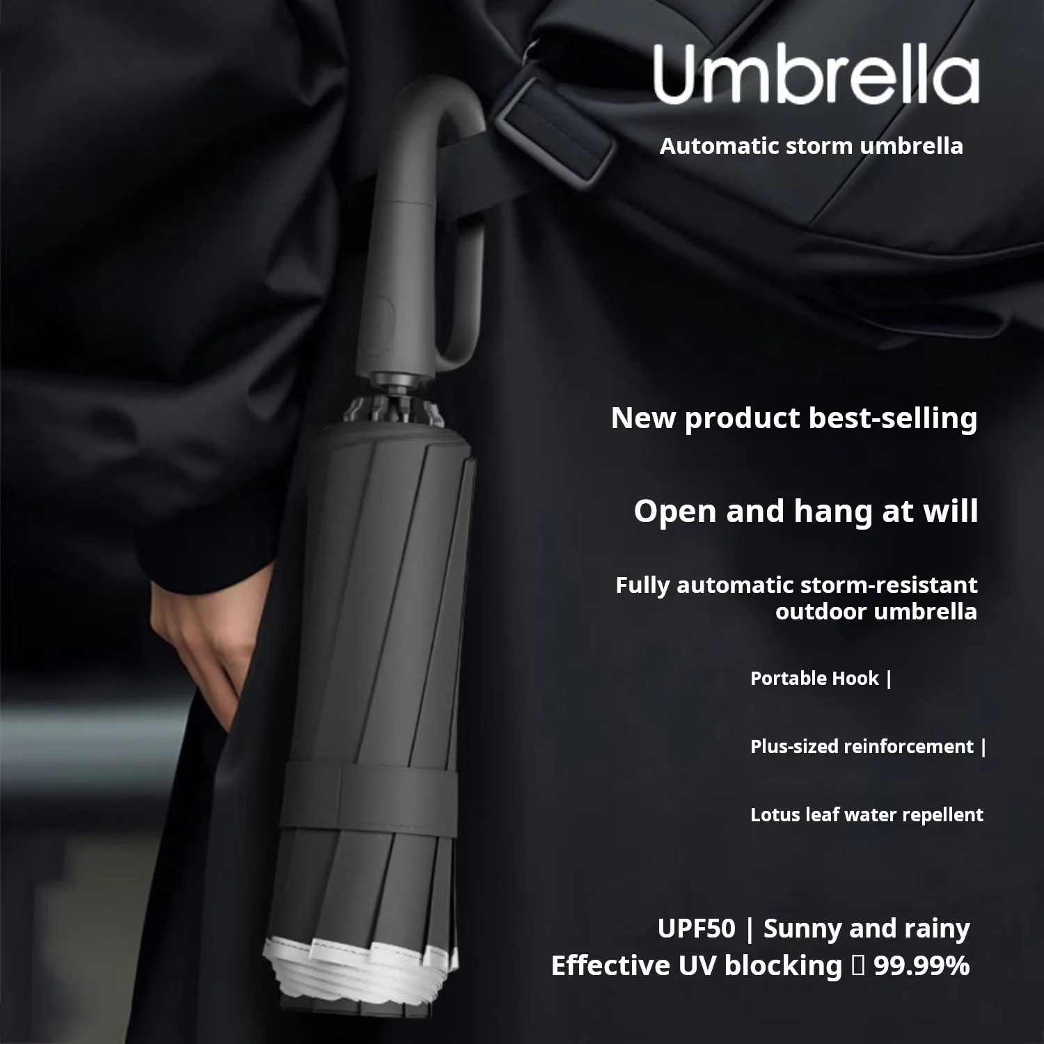 Automatic Umbrella, Creative Ring Buckle Windproof Reinforced Umbrella, Travel Essentials
