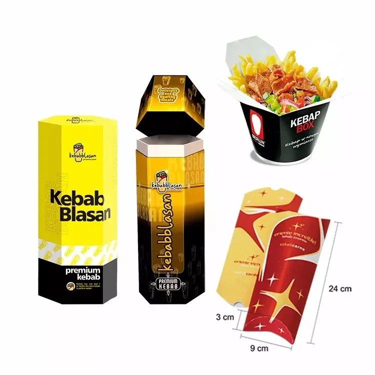 Custom Logo Microwaveable Kraft Brown Disposable Doner Food Box, Take Out Paper Noodle Box, Printing Pasta Box Packaging