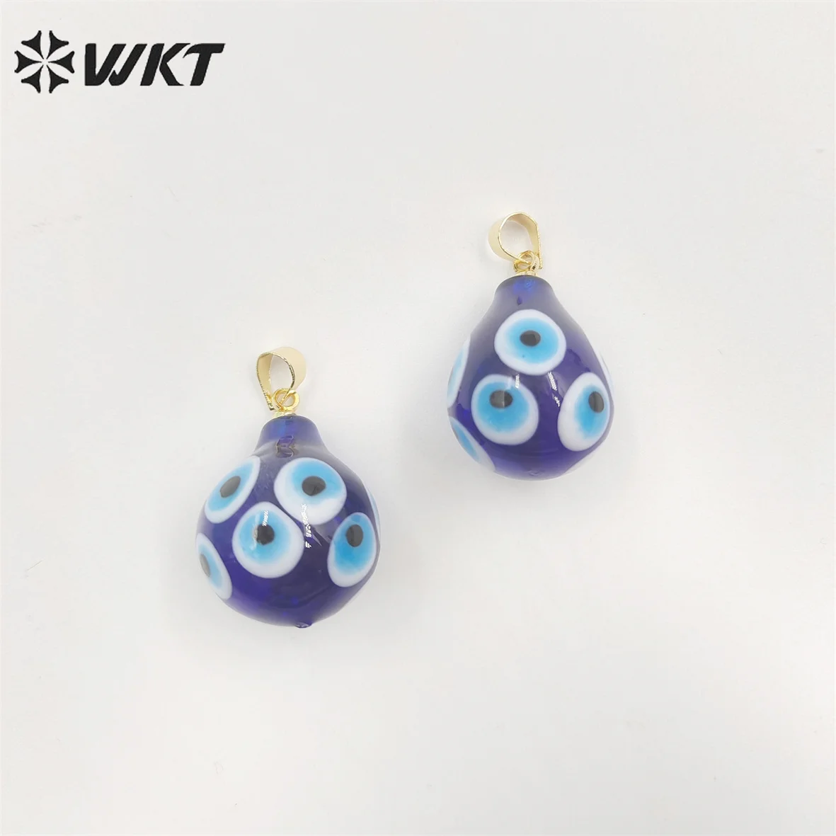 WT-P1887 Wholesale fashion evil eye drop pendant gold jewelry accessory teardrop ceramic Turkey eye pendant for earringm making