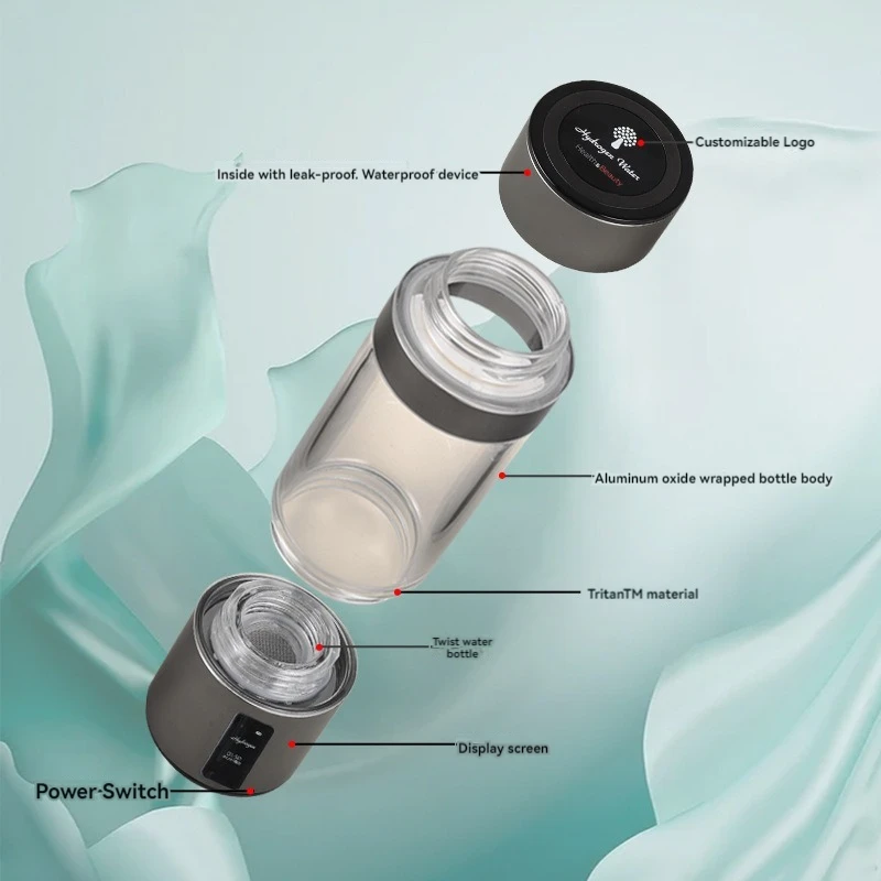 Latest Hydrogen Rich Water Cup 5/10 Min Electrolysis Mode Hydrogen Water Generator Bottle With an intelligent display