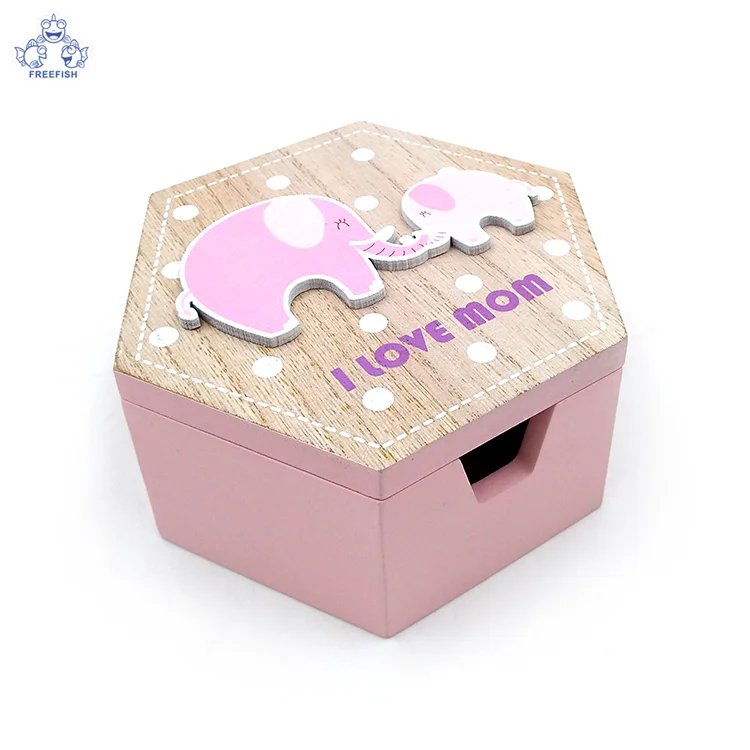 Custom Gift Packaging Storage Hexagon Plain Wooden MDF Box, Wood Hexagon Crafts Box for Decoration