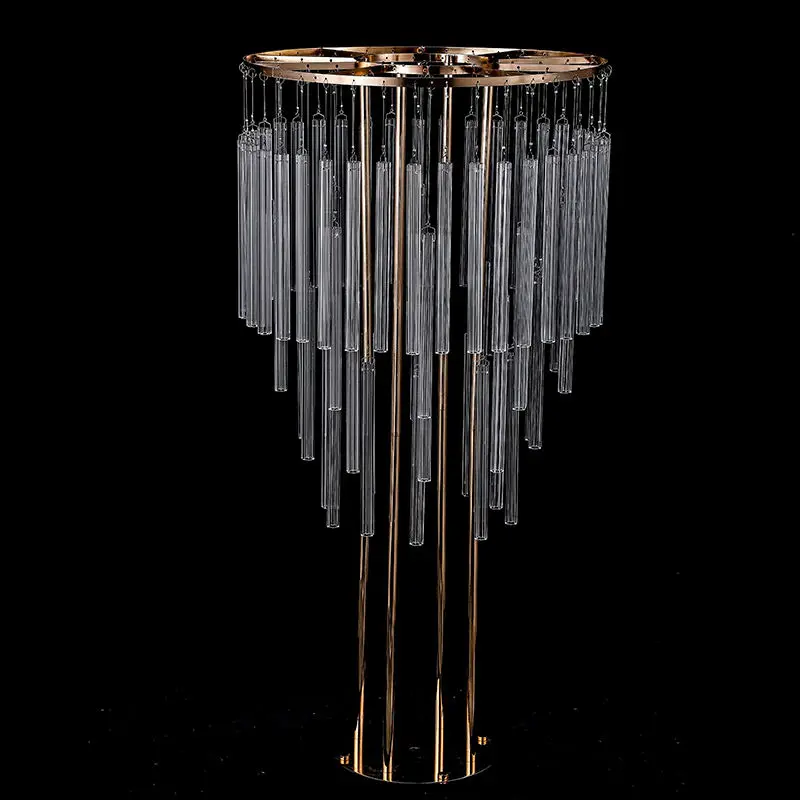 Luxury Metal Gold Tall Crystal Acrylic Flower Stand Wedding Table Centerpiece Flower vase For Wedding Party Event Decoration