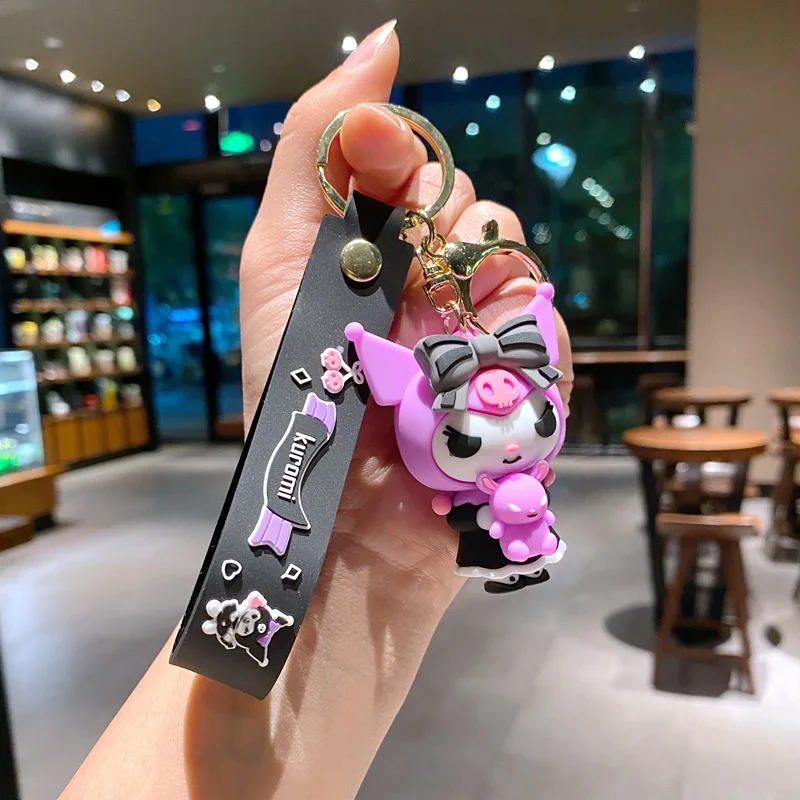 Wholesale Kawaii Sanrios Kuromi Keychain Pvc Doll Key Chain Cartoon Anime Cinnamoroll Bag Pendant Car Keyring Accessories Gift
