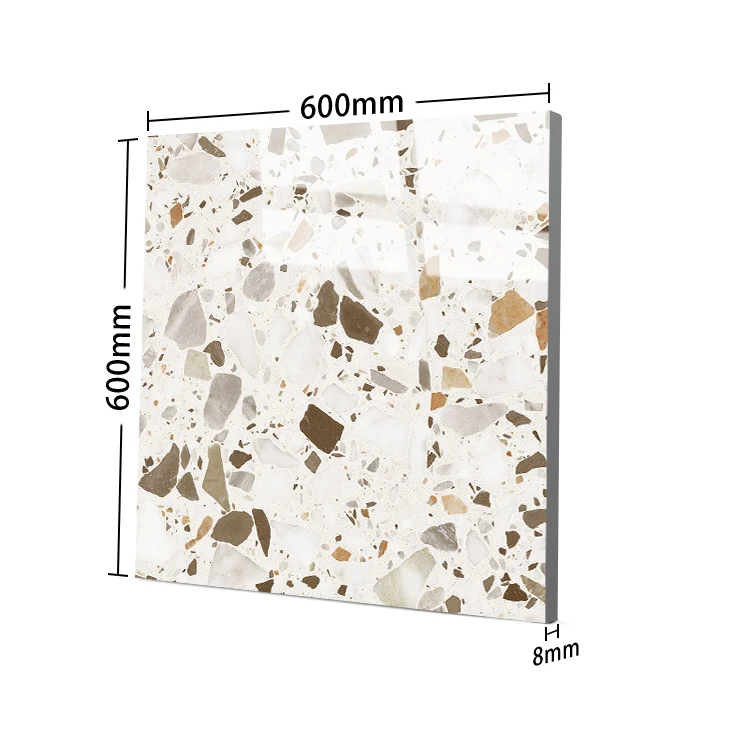 Домашняя Красивая глазурованная фарфоровая плитка кофейный цвет Terrazzo 600x600 кухонный пол напольное покрытие для спальни цементная глянцевая