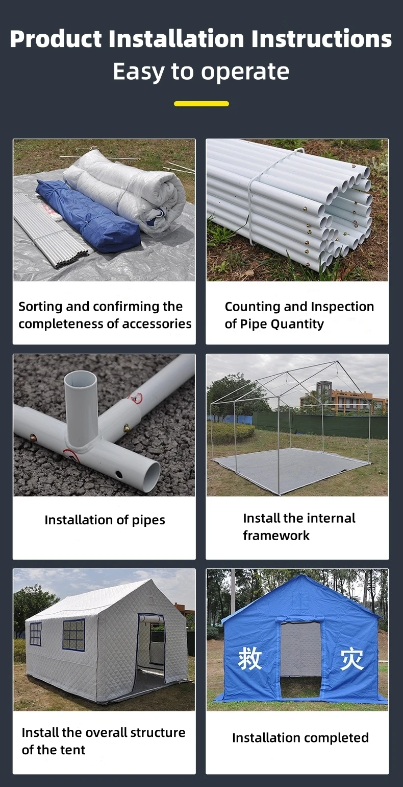 Source factory production Waterproof outdoor disaster relief bracket tent frame tents