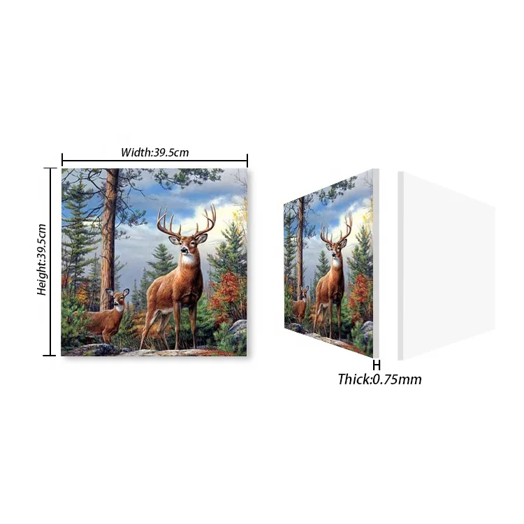 Wholesale customized 3D wall painting  PET 40*40 cm 5D 3D lenticular deer craft poster painting for living room decoration