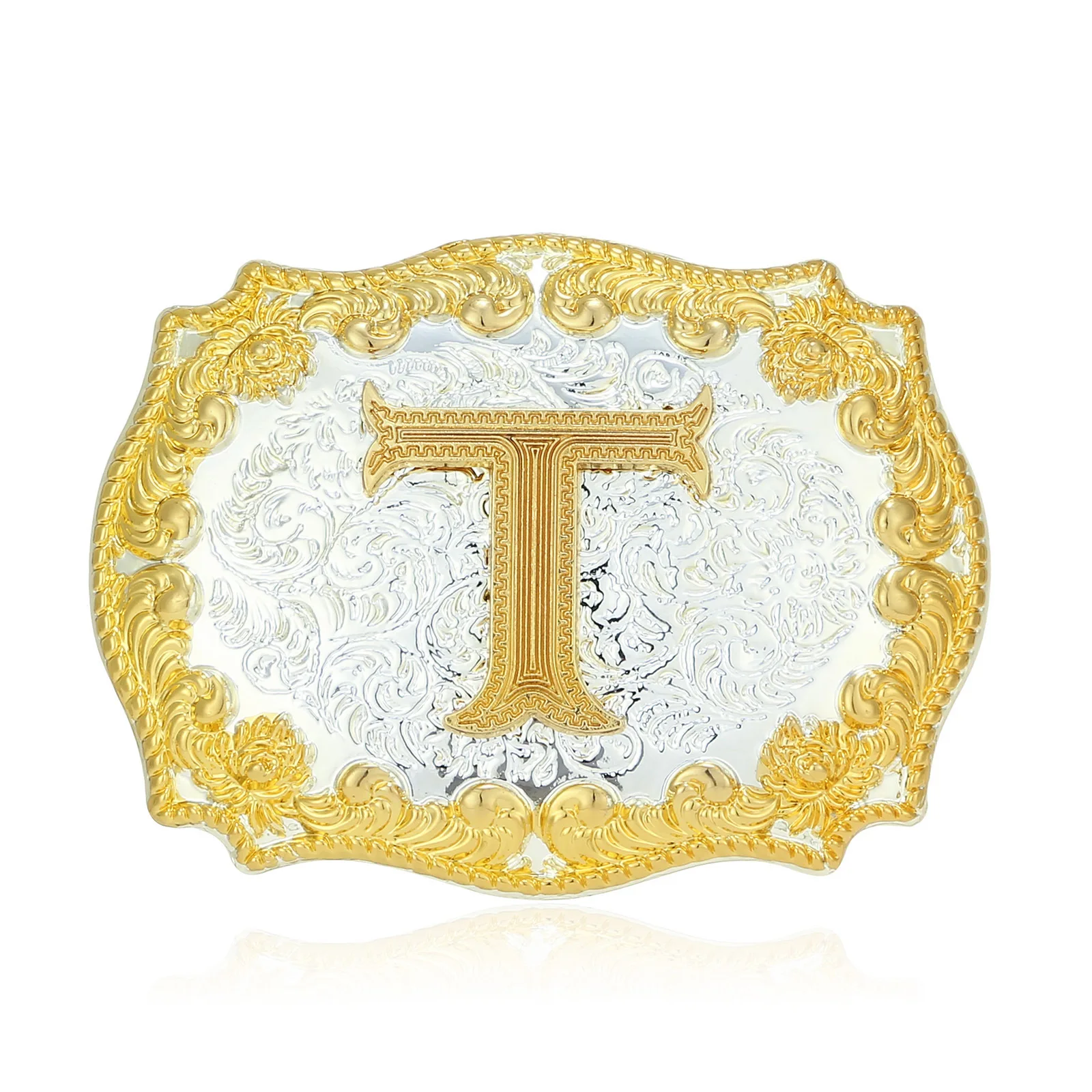 2024 fashion style Western cowboy belt buckle two-tone letter second generation youth fashion belt buckle one piece for belt