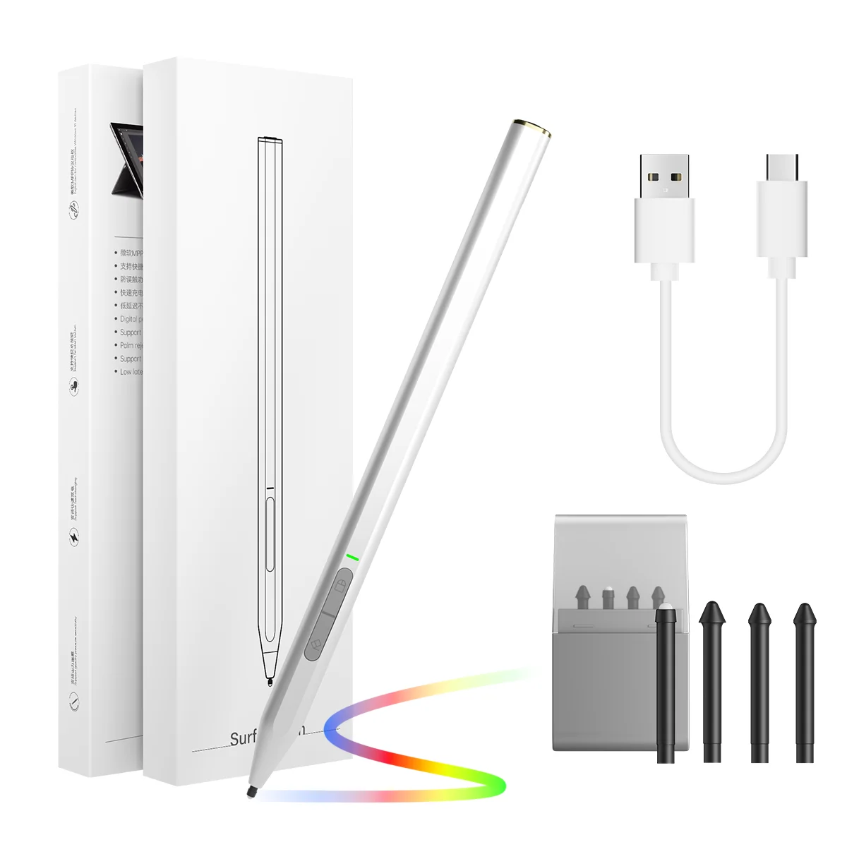 4096 Pressure Palm Rejection Surface Stylus Pen Rechargeable For Microsoft Surface pro x/go 3/book/Tablet Laptop