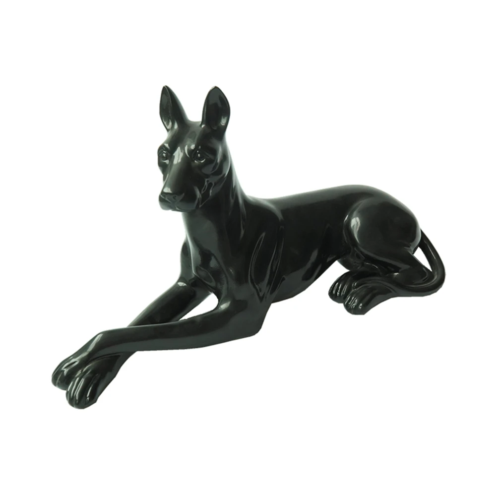Home Decoration Wholesale Black Resin Animal Dog Sculpture Figurine Polyresin Lying Dog Statue