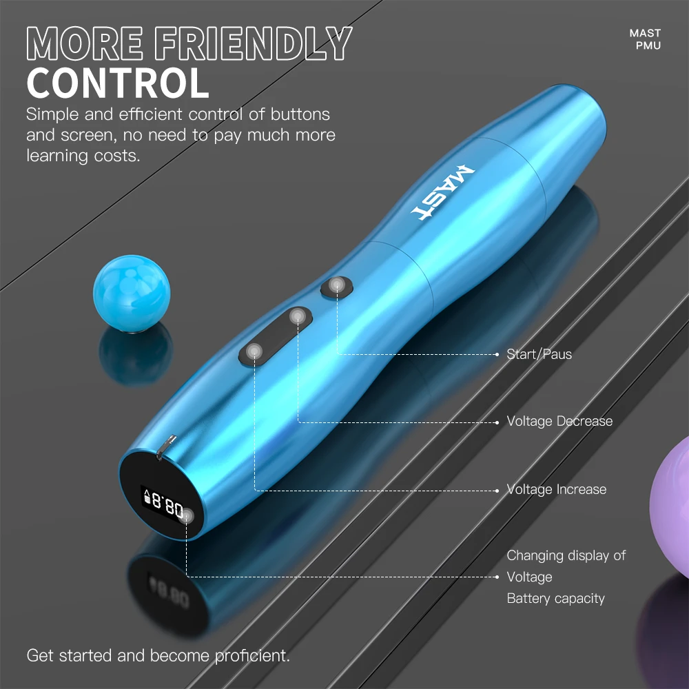 Dragonhawk Mast P20  wireless pen tattoo machine battery kit rotary gun for tattoo permanent makeup/smp PURPLE