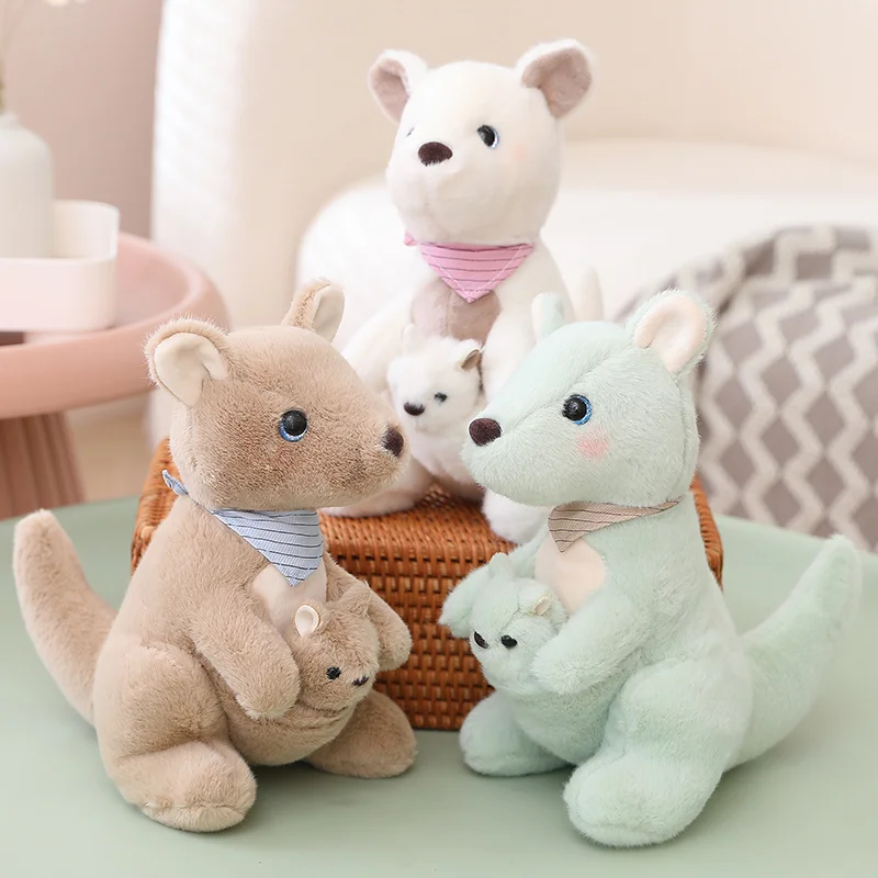 Plush Kangaroo and Removable small Kangaroo - Cuddly Soft Stuffed Mom and Baby Animals Toy