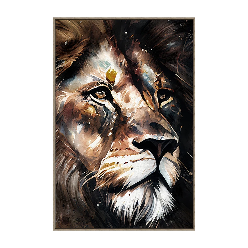 Canvas Wall Art - Lion Portrait - Decoration Artwork Ready to Hang for Living Room Wall Decor Modern and Contemporary Painting